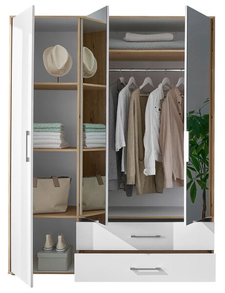Modern Living Omara S Klasičnimi Vrati Lembo, Bela, Barva Hrasta