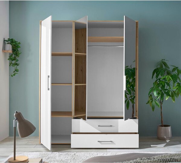 Modern Living Omara S Klasičnimi Vrati Lembo, Bela, Barva Hrasta