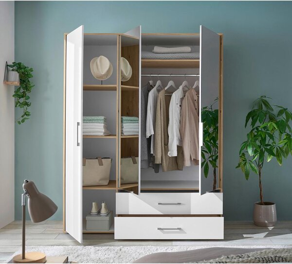 Modern Living Omara S Klasičnimi Vrati Lembo, Bela, Barva Hrasta