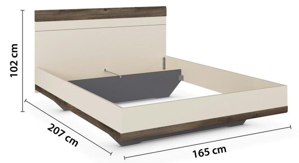 Premium Living Postelja Sajo, Barva Hrasta, Barva Šampanjca, 160x200