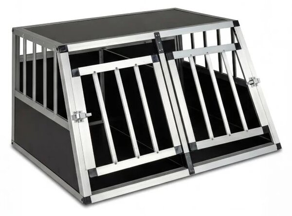 Potovalna kletka za pse, aluminijasta transportna škatla za psa, srebrna