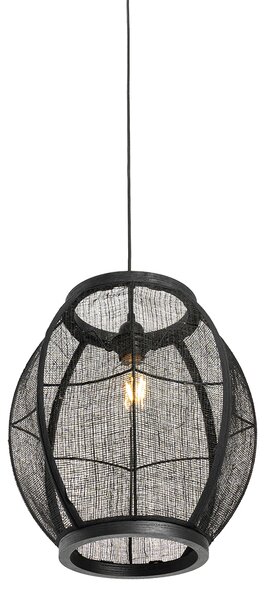 Orientalna viseča svetilka črna tkanina 35 cm - Rob