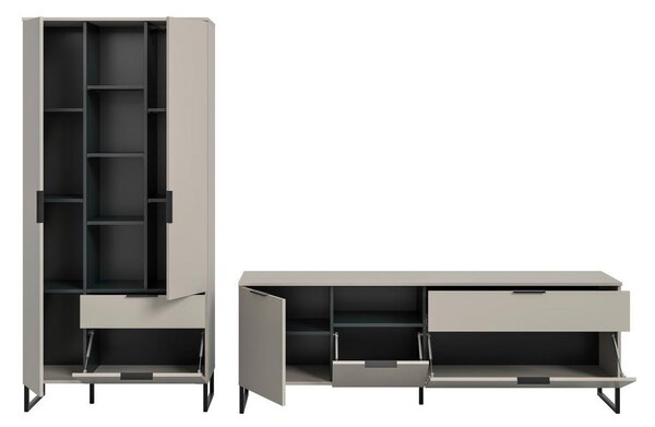 Livetastic Dnevni Regal Noida, Kašmir, Črna, 2-Delni