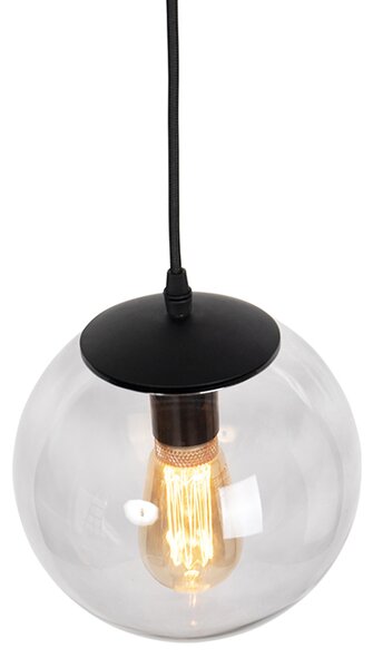 Sodobna viseča svetilka črna s sivim steklom 20 cm - Pallon