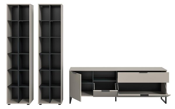 Livetastic Dnevni Regal Noida, Kašmir, Črna, 3-Delni