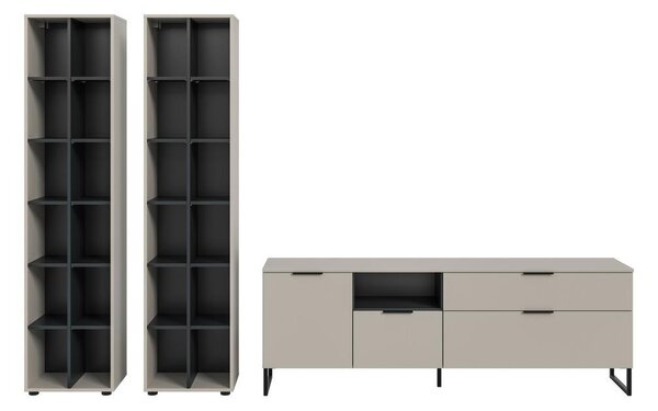 Livetastic Dnevni Regal Noida, Kašmir, Črna, 3-Delni