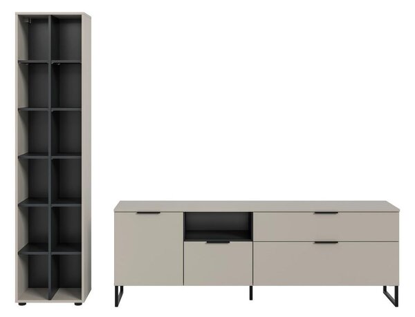 Livetastic Dnevni Regal Noida, Kašmir, Črna, 2-Delni