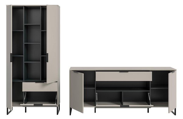 Livetastic Dnevni Regal Noida, Kašmir, Črna, 2-Delni