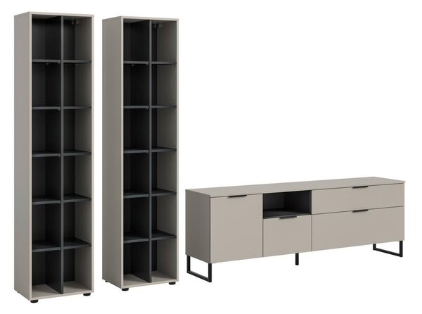 Livetastic Dnevni Regal Noida, Kašmir, Črna, 3-Delni
