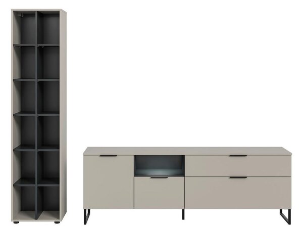 Livetastic Dnevni Regal Noida, Kašmir, Črna, Osvetlitev, 2-Delni