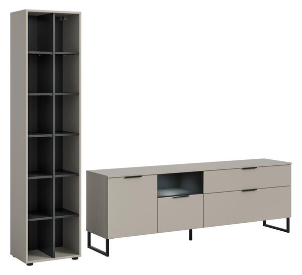 Livetastic Dnevni Regal Noida, Kašmir, Črna, Osvetlitev, 2-Delni