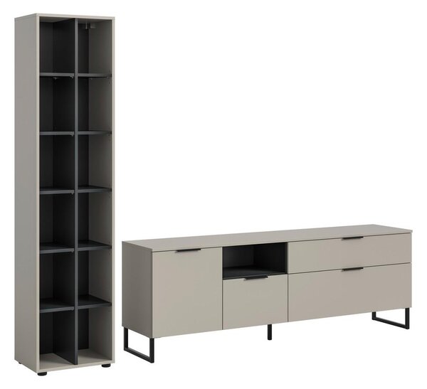 Livetastic Dnevni Regal Noida, Kašmir, Črna, 2-Delni