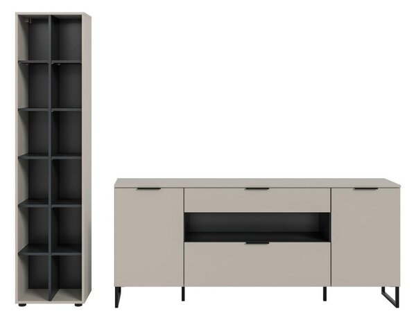 Livetastic Dnevni Regal Noida, Kašmir, Črna, 2-Delni