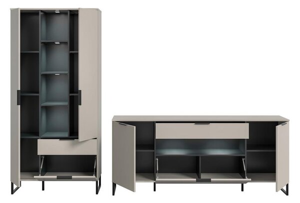 Livetastic Dnevni Regal Noida, Kašmir, Črna, Osvetlitev, 2-Delni