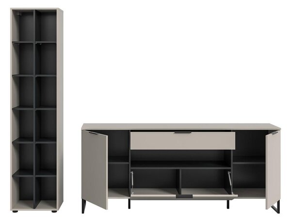 Livetastic Dnevni Regal Noida, Kašmir, Črna, 2-Delni