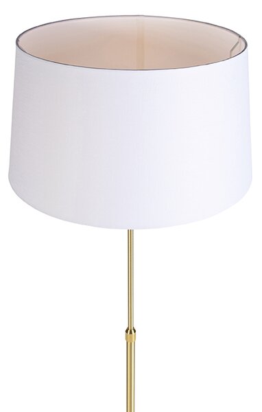 Stoječa svetilka zlata/bronasta z belim lanenim odtenkom 45 cm - Parte
