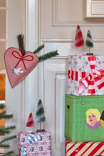 Rice Božični okrasek Rice Large Heart Raffia Christmas
