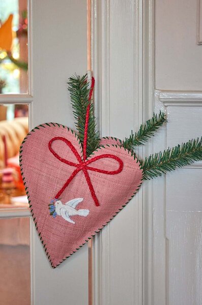 Rice Božični okrasek Rice Large Heart Raffia Christmas