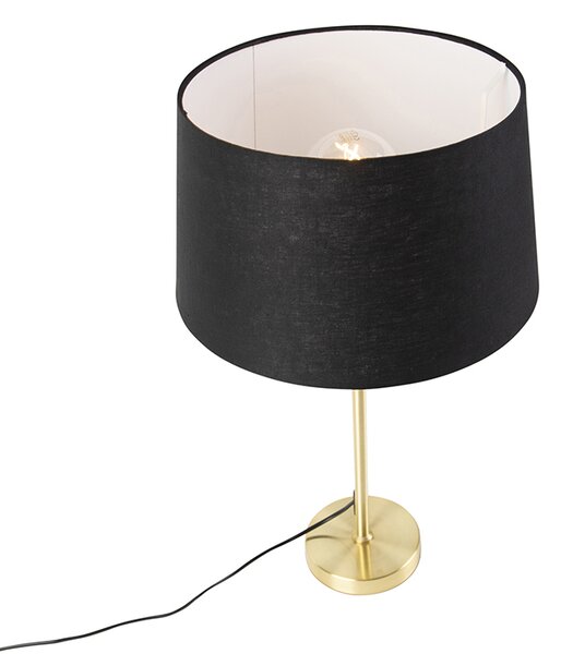 Namizna svetilka zlata/bronasta s črnim lanenim odtenkom 35 cm - Parte