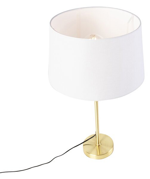 Namizna svetilka zlata/medena z belim lanenim odtenkom 35 cm - Parte