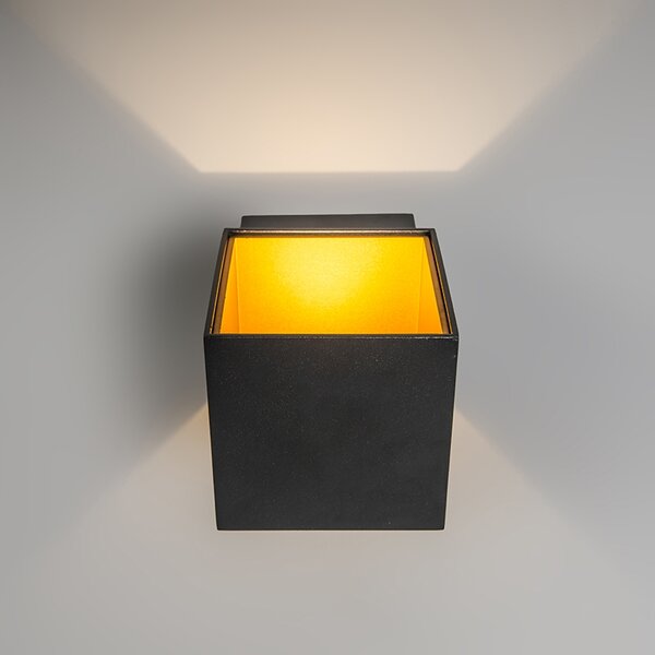 Set dveh dizajnerskih stenskih svetilk črna/zlata, vključno z LED - Caja