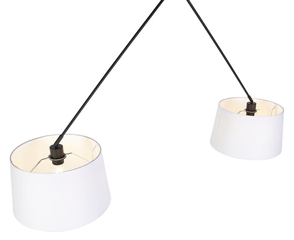 Visiča svetilka črna z belimi lanenimi odtenki 35 cm 2-luč - Blitz