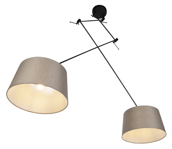 Visiča svetilka črna z lanenimi senčili taupe 35 cm 2-luč - Blitz