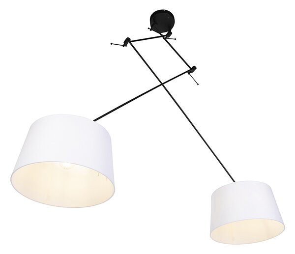 Visiča svetilka črna z belimi lanenimi odtenki 35 cm 2-luč - Blitz