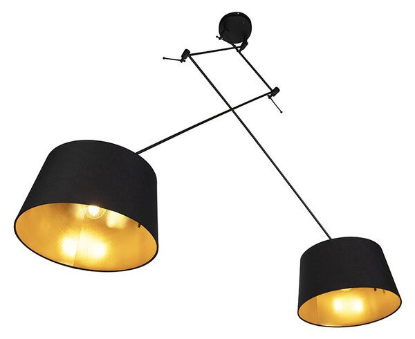 Visiča svetilka črna s črnimi in zlatimi bombažnimi odtenki 35 cm 2-luč - Blitz