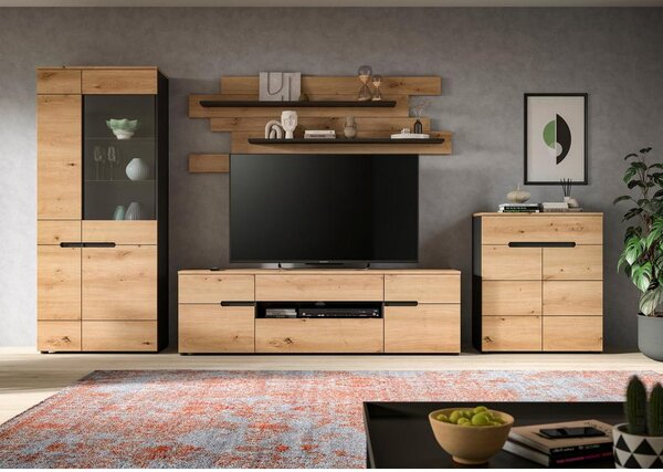 Livetastic Dnevni Regal Canu, Siva, Barva Hrasta, 4-Delni