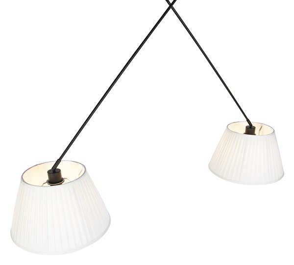 Visiča svetilka črna z nabranimi odtenki kremne barve 35 cm 2-luč - Blitz