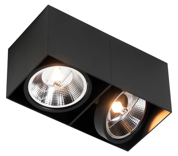 Dizajnerski reflektor črne barve pravokotne oblike AR111 2-lučni - Box