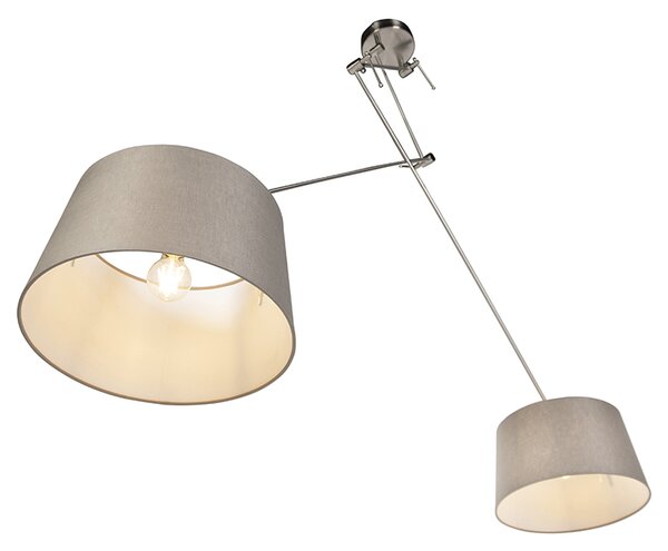 Jeklena viseča svetilka s taupe platnenimi odtenki 35 cm 2-luč - Blitz