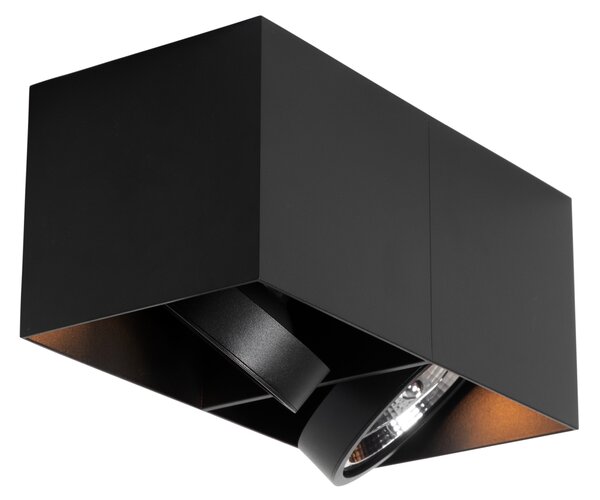 Dizajnerski reflektor črne barve pravokotne oblike AR111 2-lučni - Box