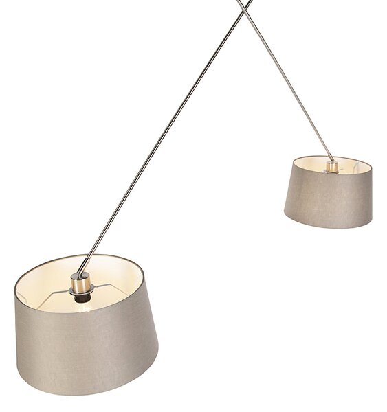 Jeklena viseča svetilka s taupe platnenimi odtenki 35 cm 2-luč - Blitz