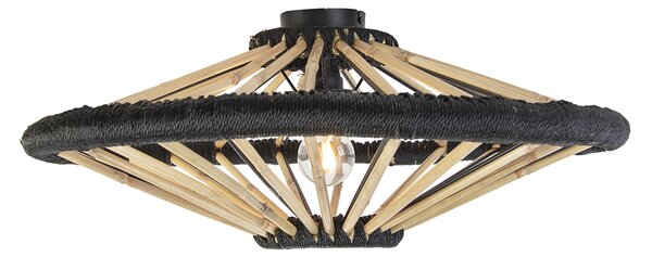 Orientalska stropna svetilka bambus s črno 60 cm - Evalin