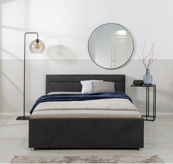 OBLAZINJENA POSTELJA 140 cm x 200 cm , les, kovina, umetna masa, tekstil antracit