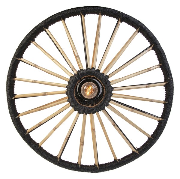 Orientalska stropna svetilka bambus s črno 60 cm - Evalin