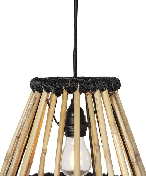 Orientalska viseča svetilka bambus s črno 32 cm - Evalin