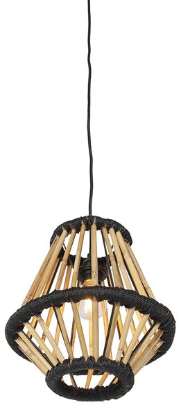 Orientalska viseča svetilka bambus s črno 32 cm - Evalin