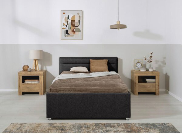 OBLAZINJENA POSTELJA 120 cm x 200 cm , les, kovina, umetna masa, tekstil antracit