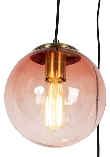Ustvarjalna viseča svetilka v slogu Art Deco medenina 45 cm 3-lučna roza - Pallon