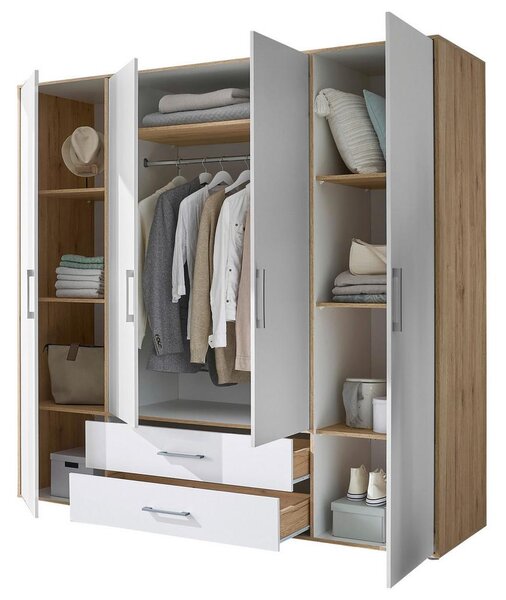 Modern Living Omara S Klasičnimi Vrati Lembo, Bela, Barva Hrasta