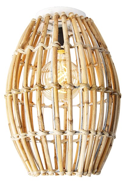 Rustikalna stropna svetilka bambus in bela - Canna Capsule