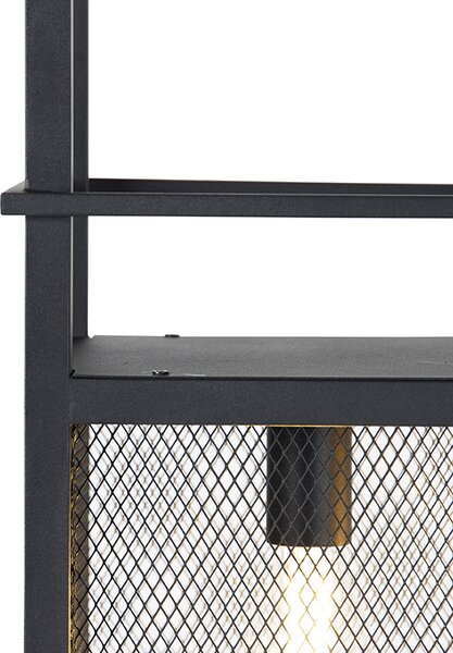 Industrijska viseča svetilka črna z mrežo 4-luč - Cage Rack