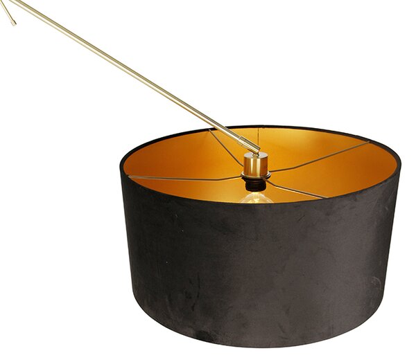 Moderna stoječa svetilka z zlatim žametnim odtenkom črne barve 50 cm - Editor