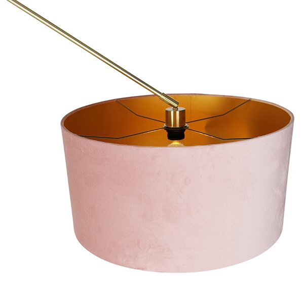 Moderna stoječa svetilka z zlatim žametnim odtenkom roza 50 cm - Editor