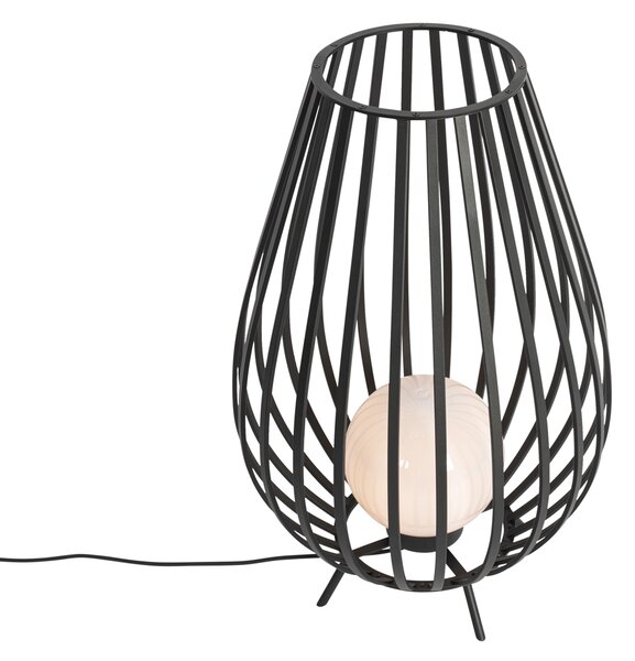 Dizajnerska talna svetilka črna z opalnim steklom 70 cm - Angela