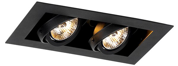 Sodoben vgradni reflektor črne barve 2-luč nastavljiv - Oneon 70