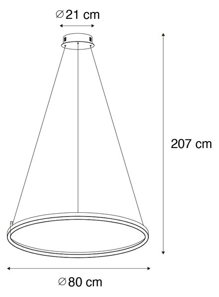 Viseča svetilka bronasta 80 cm vklj. LED 3-stopenjsko zatemnjevanje - Girello